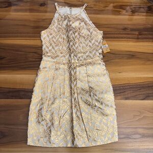 RACHEL Rachel Roy Metallic Gold and Cream Dress